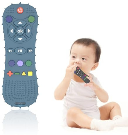ZXUPOI Badespielzeug für ab 3 Monate Baby Silikon Ferngesteuertes Beißspielzeug Zahnungshilfe Spielzeug für Babys Fernbedienung Beißringe aus Silikon mit Beruhigt Babys Wundes Zahnfleisch