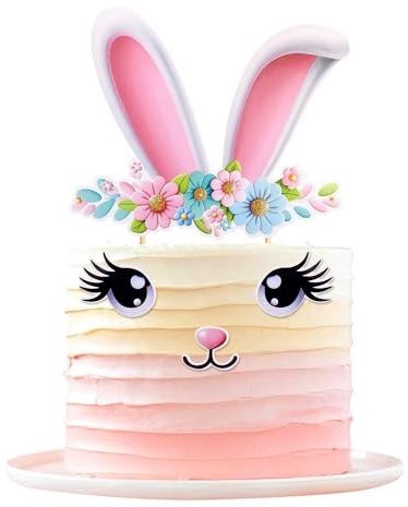 Blumomon 2Sets Happy Easter Cake Topper Happy Easter Cupcake Toppers Rabbit Cake Toppers for Easter Party Cake Decorations,Style 12