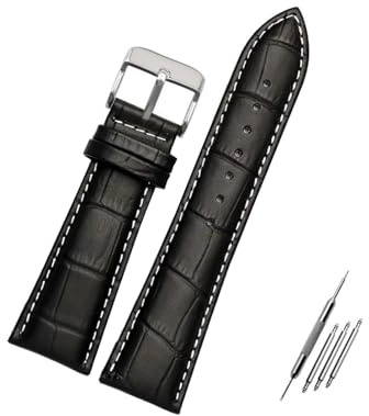 ROWCES Uhrenarmband, 18mm – 28mm, große Breite, schwarz/braunes Leder-Uhrenarmband, Ersatzarmband für Herrenuhren