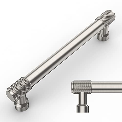 Amerdeco 10 Pack Brushed Satin Nickel Cabinet Pulls 128mm(5Inch) Hole Center Cabinet Hardware Kitchen Cabinet Handles for Bathroom Drawer Pulls Dresser Pulls AM011