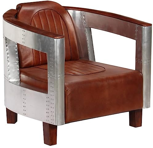 THOYTOUI Fliegersessel, Loungesessel Kinosessel ArmlehnStuhl Armlehnensessel Geeignet für Wohnzimmer Schlafzimmer Büro Speisesaal Braun Echtleder