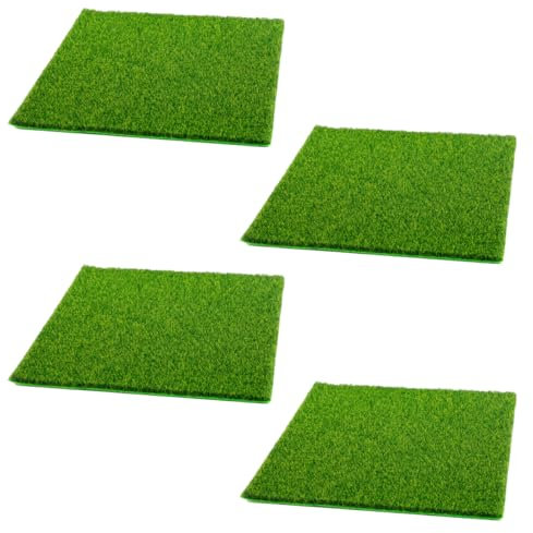 GroveEss 4 Pcs Artificial Garden Grass,Fairy Artificial Grass Mat,15x15 cm Miniature Garden Ornament for DIY Craft Dollhouse Decoration Micro Landscape Decor