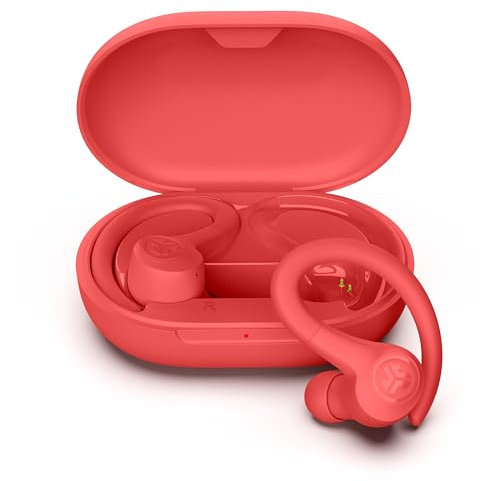 JLab Go Air Sport+ Running Headphones - True Wireless Headphones Bluetooth, Hook Over Ear Earbuds for Sports & Gym, 35+ H Playtime In Ear Buds, IP55 Sweat-Resistant, Be Aware Mode, Coral