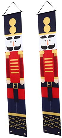 OUNONA 1paar Weihnachtliches Türbanner Festliche Türdekoration Mit Liebevollem Nussknacker Design Für Türen Weihnachtsfeiern Und Festlichkeiten Strapazierfähig Und Farbenfroh