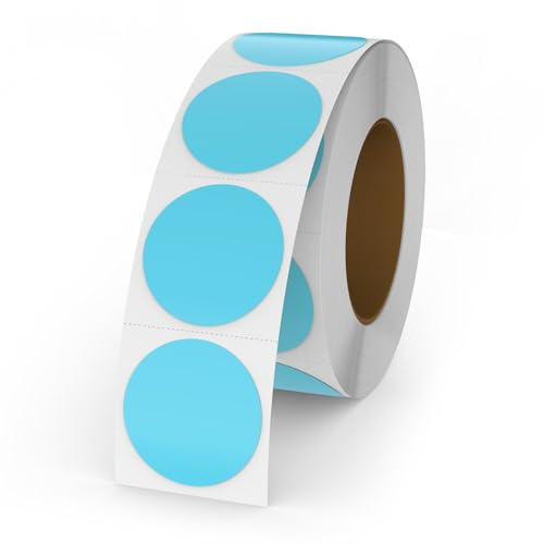YIKIADA 500 Stück Runde Aufkleber 25 mm Thermo Etiketten Punkt Selbstklebend Rolle Adressaufkleber Wasserdicht Kleine Klebepunkte Farbkodierung Blau