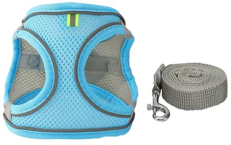 KBRPEY Mesh Hundegeschirr Weste Brustgeschirr Atmungsaktives Reflektierendes Einstellbares Hundegeschirr Leine Set