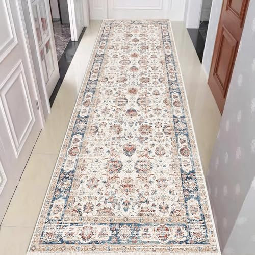 Hibate Boho Kurzflor Küchenteppich Waschbar rutschfest Küchenläufer Teppich Flur Flurteppich Läufer Lang für Küche Schlafzimmer Kitchen Laundry Room Bathroom 60 x 240 cm, Mehrfarbig