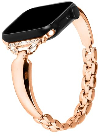 Metal Bracelet Compatible with iWatch 7 Strap 41 mm Metal Rose Gold, Stainless Steel Bracelets Bling Strap Watch Compatible with Apple Watch 38 mm 40 mm 41 mm 42 mm Bracelet Series 10 9 8 7 6 SE 5 4 3