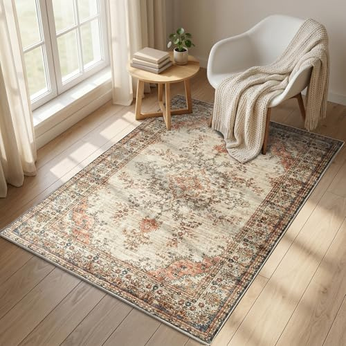 BedLooms Washable Rugs Living Room 80x150 cm – Oriental Floral Vintage Cashmere Design Area Rugs for Bedroom Non Slip –Traditional Boho Rug for Kitchen Dinning Room Lounge (Timeless)