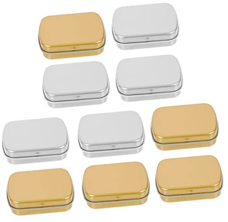 MAGICLULU 10pcs Small Tin Boxes Cracker Tin Snack Box Compartments Portable Ornament Storage