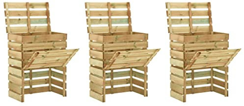 ShGaxin Composteur à lattes 3 unités en bois de pin imprégné 80 x 50 x 100 cm, composteur organique jardin, vermicomposteur, potager, composteur domestique