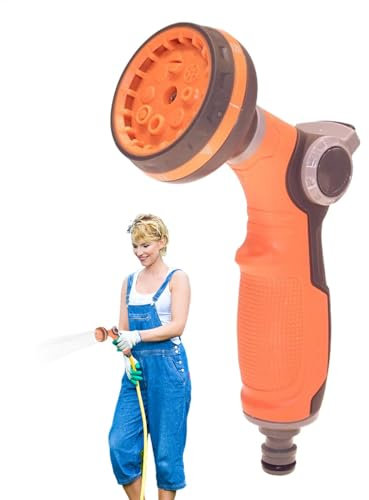 Boquilla de manguera de agua, pulverizador de riego de alta presión, herramientas de jardinería de mano, 8 patrones de pulverización ajustables, pulverizador de jardín para baño de mascotas, riego de