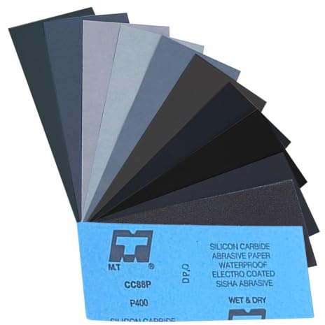 36 hojas de papel de lija húmedo y seco, de carburo de silicio, grano 120-3000, para pared, coche, madera, metal y yeso (9,3 x 23 cm)