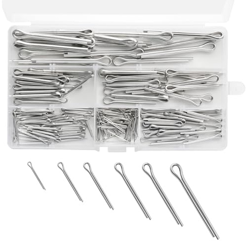 Lot de 230 goupilles de verrouillage en acier inoxydable avec boîte de rangement, ensemble de goupilles de sécurité en 6 tailles différentes, goupilles pour voitures, outils de jardinage