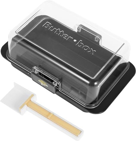 Butter Dish with Lid Airtight Butter Holder Reusable Butter Keeper Container Easy to Scoop and Scrape Butter Tray for Countertop and Refrigerator Door Shelf Dishwasher Safe