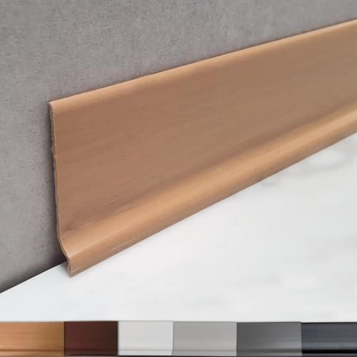 MadeInNature, Battiscopa flessibile in PVC di alta qualità, bianco, grigio chiaro, grigio scuro, nero, altezza 70 mm, lunghezza a scelta (rovere chiaro, 8 ml)