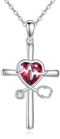 DAYLINLOVE Stethoskop Kreuz Kette 925 Sterling Silber Stethoskop Halskette Medizin Anhänger Schmuck Geschenk für Krankenschwester Arzt Medizinische Graduierung Student