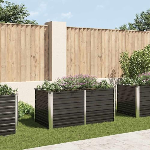 Bancal de acero galvanizado de 160 x 80 x 77 cm, duradero y fácil de limpiar para jardín y balcón, ideal para cultivo de verduras y hierbas