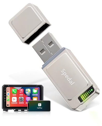 Spedal Car Play Wireless Adapter,2in1 for CarPlay & Android Auto, Converts Wired to Wireless, Plug & Play, Auto-Connect,Wireless Carplay Dongle for Cars from 2016 & iOS 10+/Android 11 Silver