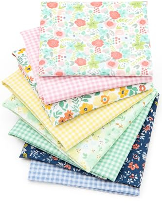 CraftsFabrics Patchwork Stoffe Paket – 8 Stück 40×50 cm – 100% Baumwolle – Fat Quarter Stoffpaket Blumenmuster – Baumwollstoff für Nähen, Quilten, Patchwork, Basteln, Kleidung, DIY Projekte