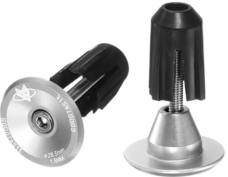 sourcing map Bar End Plugs Aluminum Handlebar End Caps Bike Plugs Expanding Locking for MTB Road BMX Fixed Gear Bike, Silver