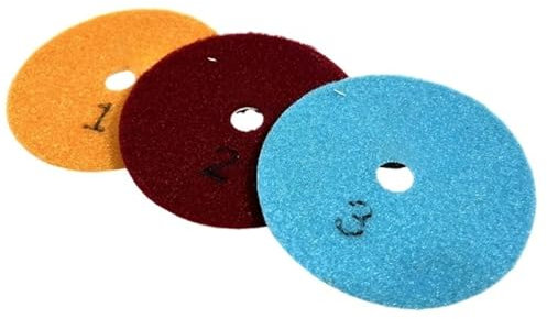 Sharrqing Disco de Pulido de Diamante de 3 Pasos Disco de Pulido húmedo y seco n.° 123 Disco de Pulido Flexible for mármol, Granito y hormigón(Mix 3 Pieces,3 Inches)