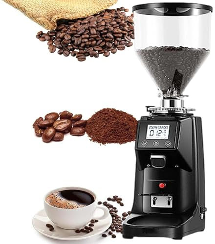 HEIHEIZI Moulin à Café Professionnel à Meules Plates de 60mm – 19 Réglages de Précision + Minuterie Numérique | Idéal pour Expresso, Filtre et Infusion à Froid, 250W,1500ml-Black