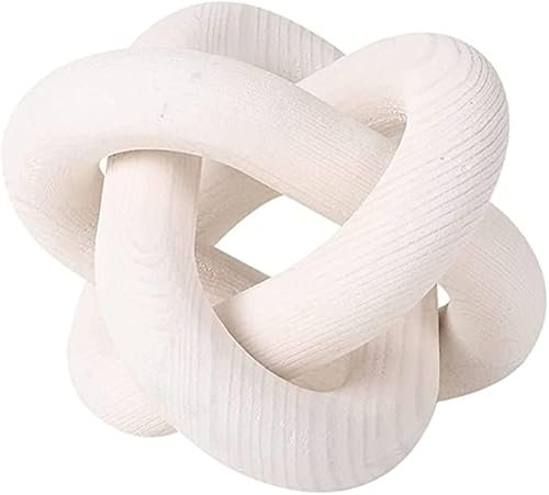 Ornamento artigianale in legno con nodo a catena da 15,2 cm, decorazione per tavolino, legno naturale o finitura bianca, centrotavola per soggiorno, 1 pezzo