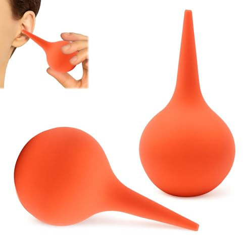 BOULESENM 2 PCS Poire Oreille, Poire Lavement Oreilles, Poireé pour Déboucher Les Oreillés,Poire de Nettoyage D'oreille Doux,Seringue oreill Utiliser pour Nettoyage (Rouge 60 ML)