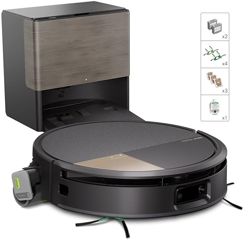 iRobot Roomba Max 706 Combo+Stazione AutoWash, Robot Aspirapolvere Lavapavimenti, ProLiDAR, PowerSpin Roller Mop,SmartScrub,Riconoscimento Oggetti AI,Pulizia Predittiva, Controllo Vocale e App, Nero