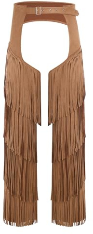Alvivi Chaps Cow-Boy Homme Pantalon Costume Cow-Boy Western À Franges Costume Hippie Carnaval Halloween Clubwear
