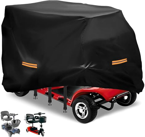 ZONJIE Mobility Scooter Cover, Waterproof Heavy Duty 420D Oxford Fabric Motorcycle Electric Scooter Covers for Outdoor Protection with 4 Reflective Strips and 3 Buckles, Motorbike Cover (L)