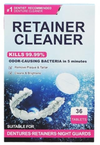Welari Retainer Cleaning Tablets 36s for Dentures, Retainers & Night Guards – Removes Plaque, Tartar, Stains & Odour – Deep Cleaning Oral Hygiene | (1 Pack)