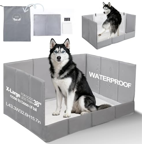 HQ4US 4LEGS Dog Litter Box, Pee Pad Holder Foldable, Indoor Dog Potty Tray for Puppy & Large Dogs, High Walls, Seamless, No Assembly, Waterproof, Easy to Clean, No Spill,Portable for Travel
