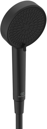 Ideal Standard Alero 2-Funktionshandbrause, wassersparender Duschkopf mit 2 Strahlarten (SilkRain und Rain), Standard G1/2 Anschlussgewinde – Schwarz Matt | Wassersparender Duschkopf mit 2 Strahlarten (Sanfter Regen und Massage), Standard G1/2 Anschlussgewinde, EasyClean, BE182XG