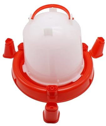 Fjäderfämatare, 5L automatisk vattenbehållare for fjäderfä, röd vit kyckling, vaktel, duva