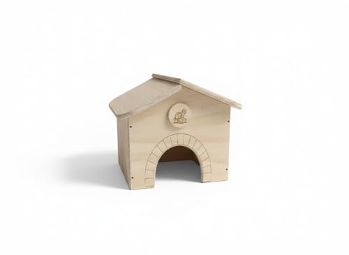 Casetta per tartarughe di terra ricco porcellini d'india in legno multistrato terrario senza fondo ricorevo casa chalet villetta gabbia terrario rettili serpenti 30x30x23 (Naturale Tartaruga)