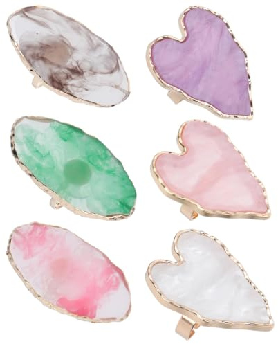 Bague de Manucure Nail Art en Résine Dorée, Lot de 6 | Mélange de Couleurs pour Pigments, Nettoyage Rapide, Design Unique à Texture Professionnelle