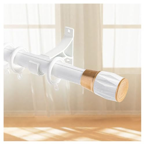 Roman ain Rod con rulli silenziosi Detive finali 220 cm regolabile ain rail per patio esterno, camere da letto e salotti, colore bianco (250 cm opt)