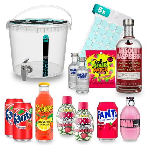 Fertiger Cocktail mit Alkohol – Berry Punch | Cocktail Set mit 5L Getränkespender zum Einschenken | Party Set | ca.11,9% Vol. | Plug'N'Pour
