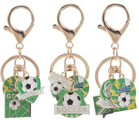 Ciieeo Porte-clés Sportifs 3 Pièces de Ballon de Football Simulé, Accessoires Supporter Coupe du Monde 2026, Porte-clés en Métal pour Fans de Football, Souvenir Sportif Élégant