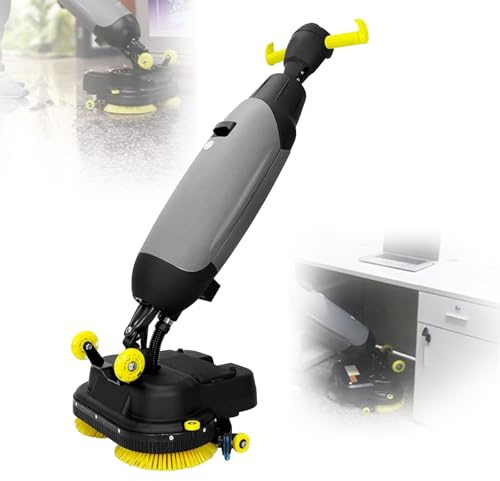 zhenmaster Floor Scrubbing Machine for Restaurant Kitchen Cleaning Heavy-Duty Floor Scrubber with Dual Rotary Brushes and Recovery Vacuum for Stadium and Are-na Floor Maintenance(Gray)