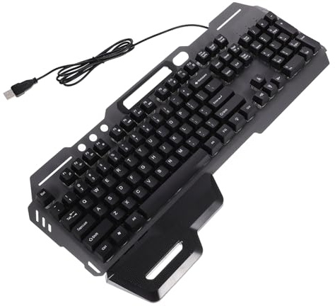 Luxshiny Clavier Gamer Filaire USB Noir à 104 Touches avec Repose-Poignets, Fonction Anti-éclaboussures et Uniformité de Pression, pour Bureau et Maison