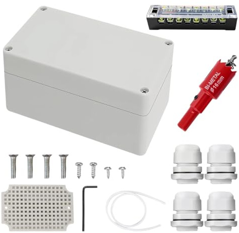 HASLED Boîte de Dérivation Étanche IP66 - Mini Boîtier de Câblage Extérieur 100×68×50 mm - Protection Eau et Poussière - Accessoires de Montage Inclus - Pour Câbles 4 à 8 mm