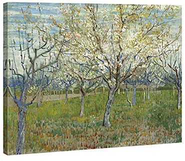 Wieco Art Orchard with Blossoming Apricot Trees Canvas Prints Wall Art of Van Gogh Famous Oil Paintings Reproduction Modern Classic Flowers Artwork for Home Decoration