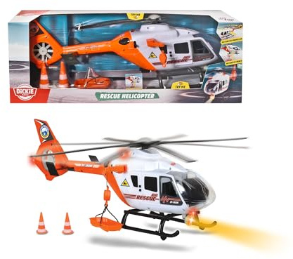 Dickie Toys 25 Light & Sound Rescue Helicopter Rotating Rotor Winch
