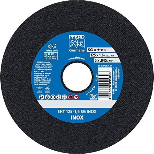 Pferd 61341124 EHT 125-1,6 SG Lot de 25 disques à tronçonner en inox