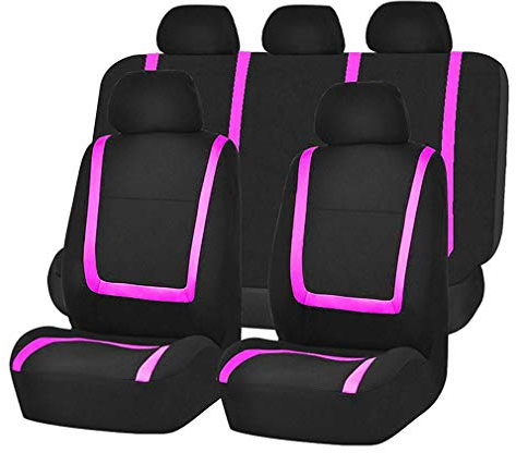 HotYou Autositzbezüge Set Universal - Auto-Schonbezüge für die Vordersitze & Rückbank mit Airbag - Polyester Auto-Sitzschoner Komplettset,Herausnehmbar und waschbar,Rose