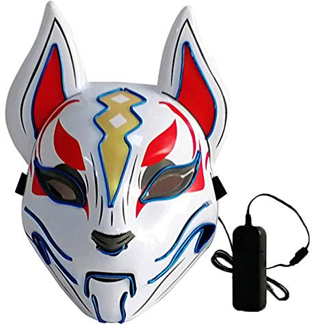 Lixada 10 Colour Fox Full Mask Neon Lights Halloween Party LED Lampshade Dark Glowing Cosplay Mask Party Costume Mask