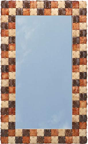GURU SHOP Patchwork Spiegel mit Kokosnuss Rahmen - Modell 1 Braun, 80x50x5 cm